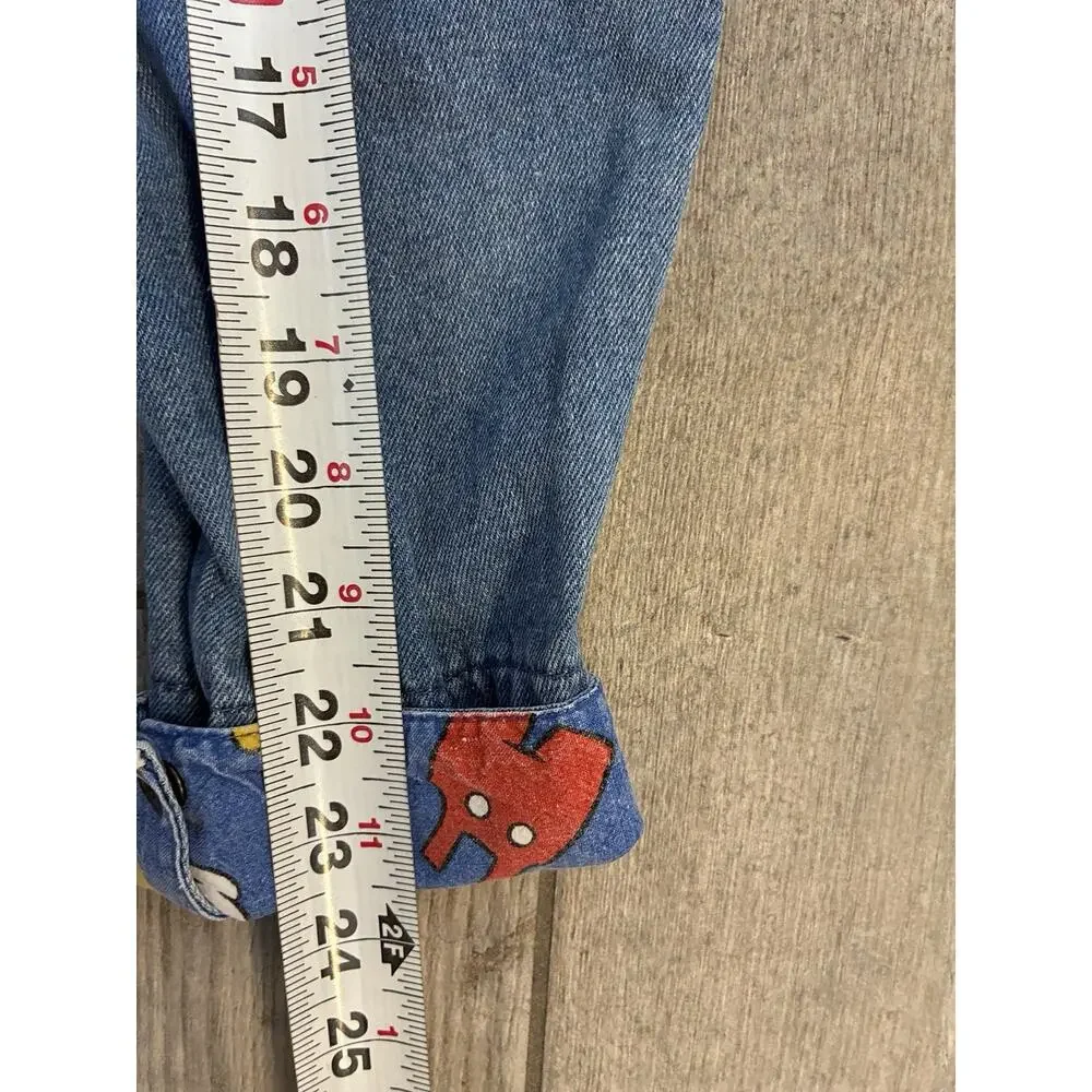 Vintage 90s Baby Mickey & Co Disney Denim Overalls Character Cuff 12M